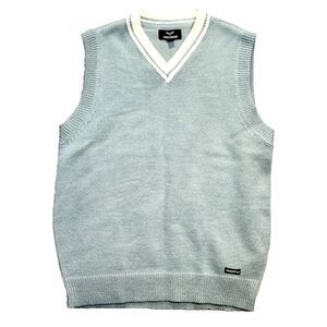 Men’s Vest V Neck Sleeveless Sweater Vest Light Academia Blue Grandpacore Size M